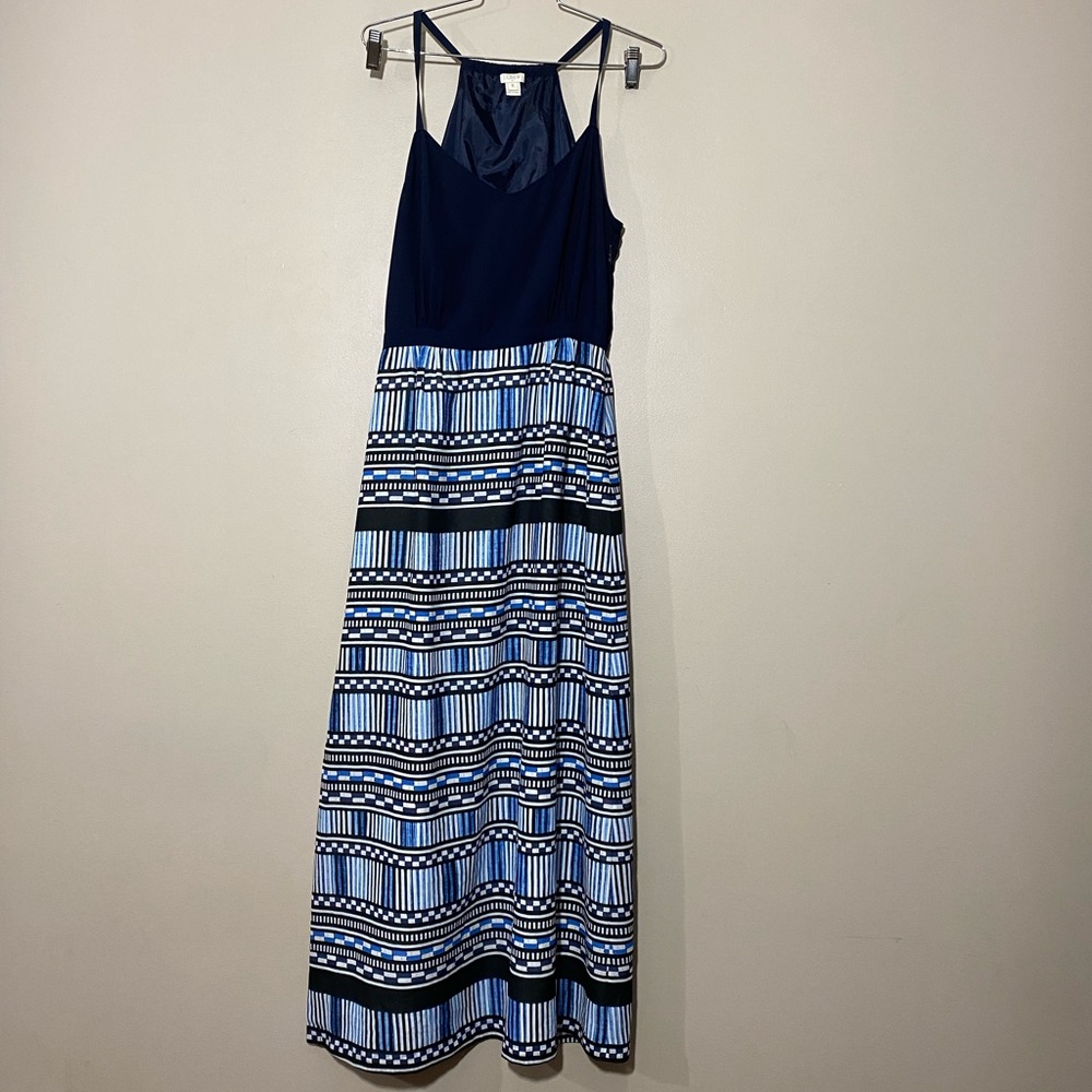 J Crew Factory Printed Nautical Maxi Dress Blue size 6